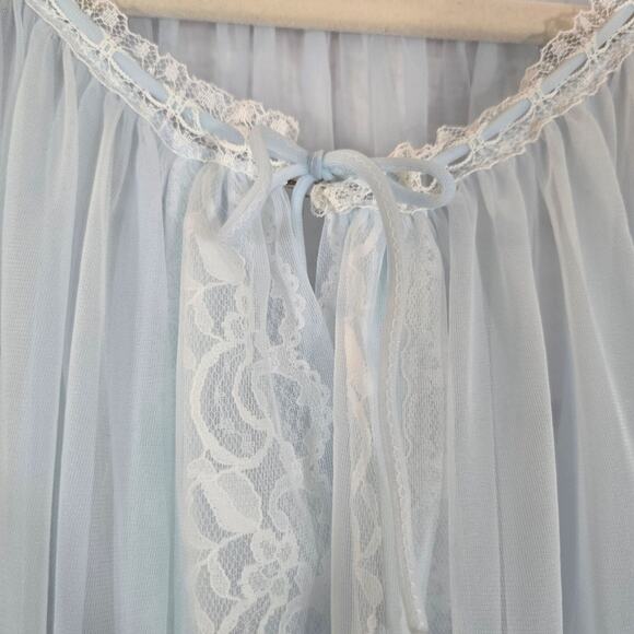 W Miss Elaine Sheer Lace Blue Nightgown Robe Vintage Deadstock NWT Women Size L - Picture 3 of 14